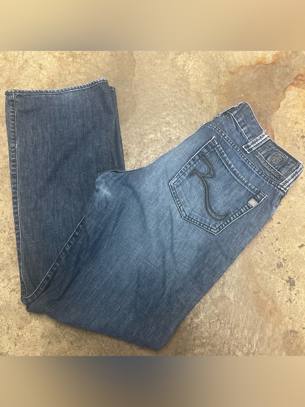 Y2K Rock & Republic Bootcut Jeans Men’s 36 x 34 Embroidered Faded Archive Grunge